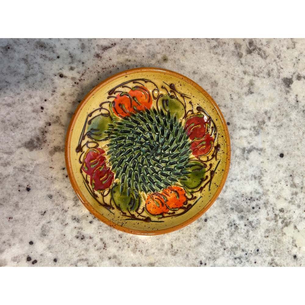 Ceramica de España Handmade Spain Floral Ceramic Dish 5" Vintage Style